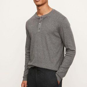 Vince Gray Henley Long Sleeve Cotton Shirt Size X-Large